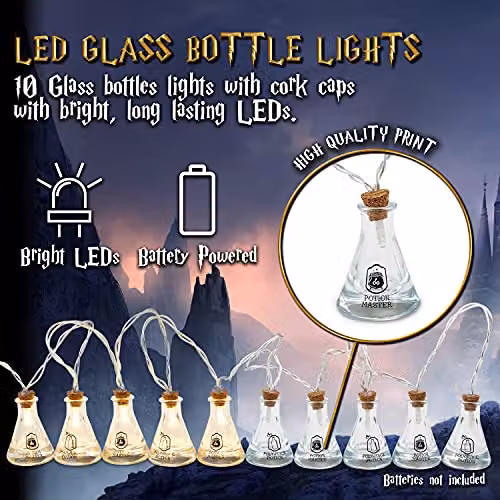 F&F Stores Harry Potter Potion Bottle LED String Lights in Warm White – 8