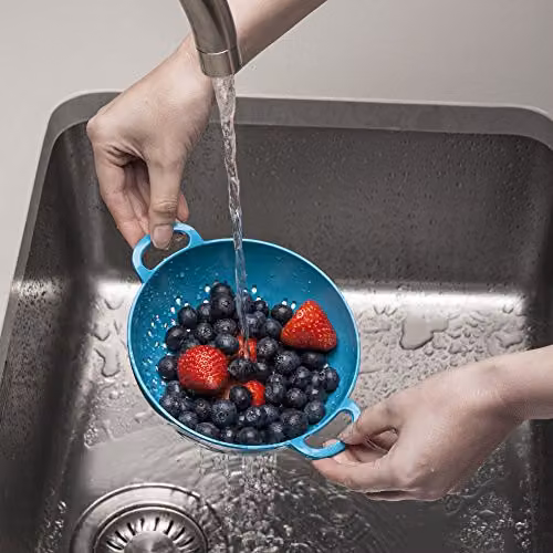 Zeal Melamine Colander in Turquoise Blue, Diameter: 15 cm – 4