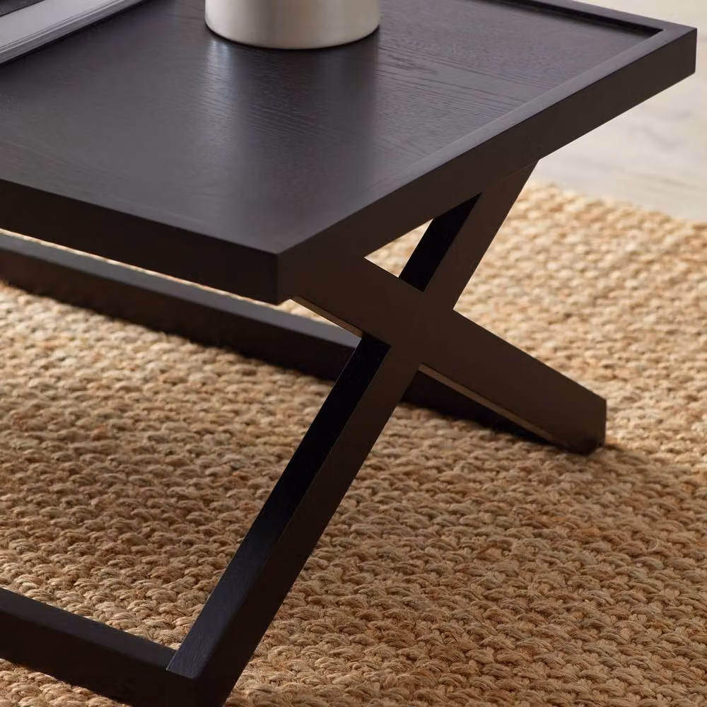 Cheshire Glenrothes Modern Rectangular Coffee Table in Black, W: 110 cm, D: 40 cm – 3