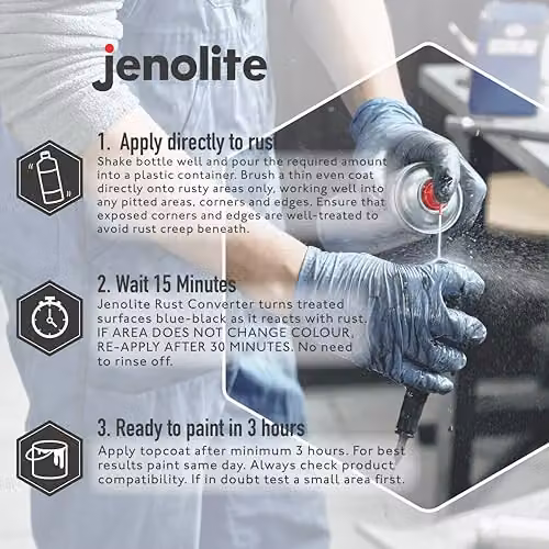 JENOLITE Rust Converter Liquid, 150 ml, Water-Based Metal Treatment and Corrosion Inhibitor – 3
