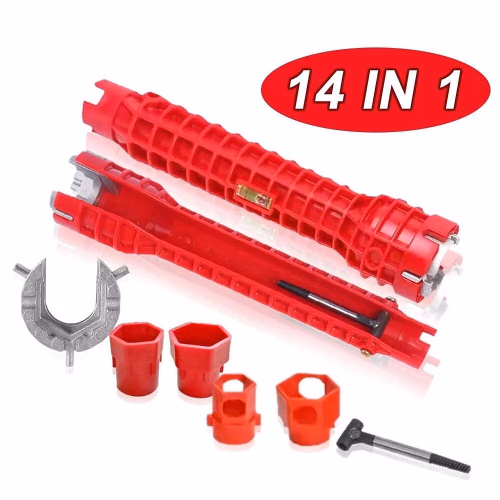 NESTLUNE 14 in 1 Faucet Sink Wrench Plumbing Tool in Red, W/D/H: 1000 x 52 x 52 cm – 5