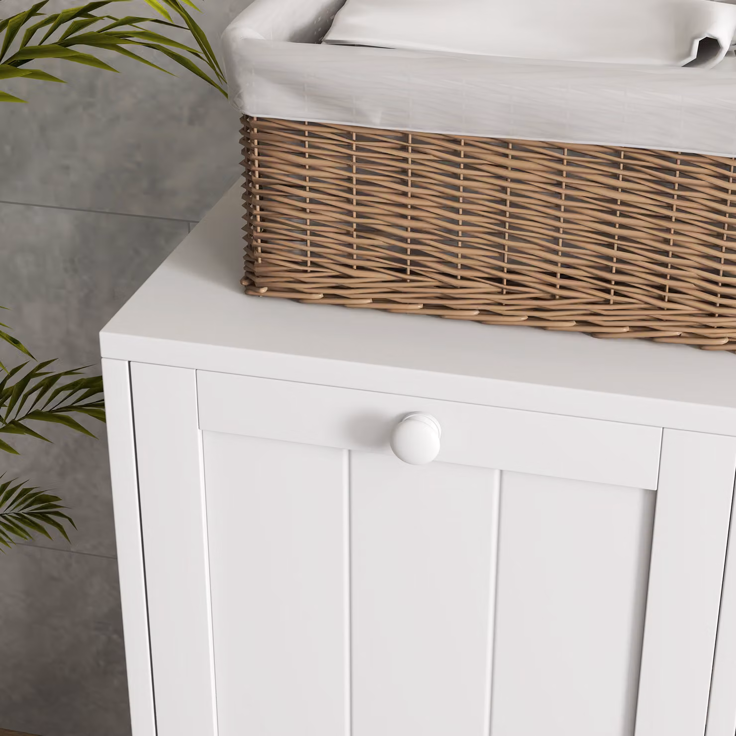 kleankin Modern White Tilt-Out Laundry Cabinet with 2 Compartments for your Bathroom – 4