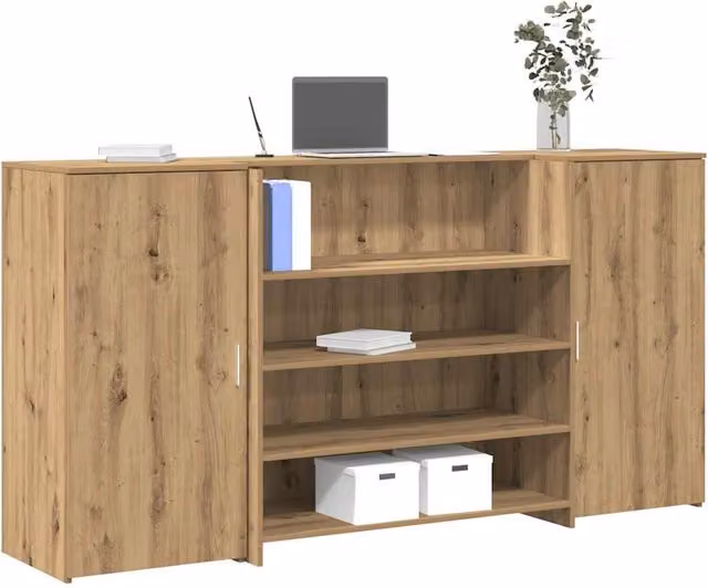 Berkfield Home Artisan Oak Reception Desk in Brown, W/D/H: 200 x 50 x 103.5 cm – 1