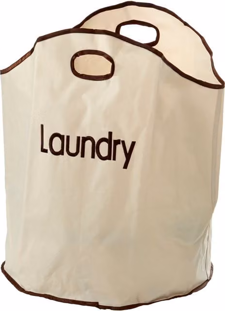 Orsina Collapsible Fabric Laundry Bag in Beige and White