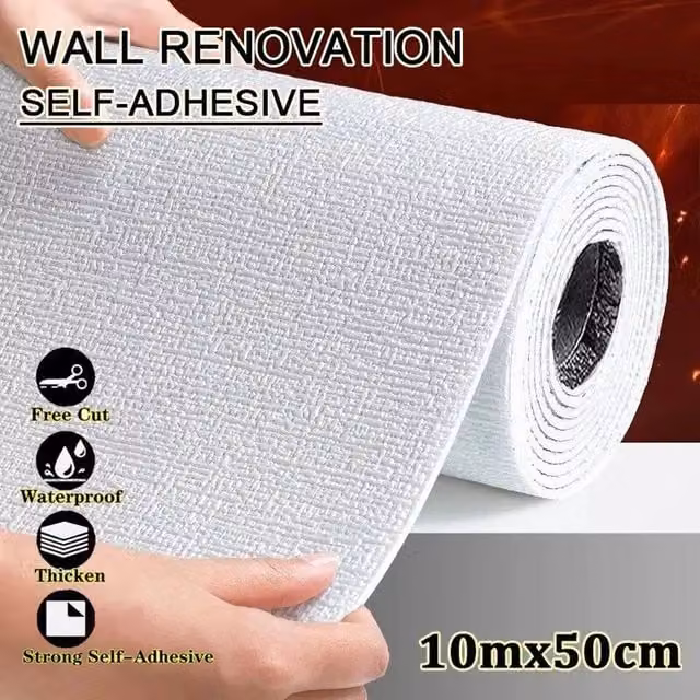 EONLION White Plain Linen Textile Wallpaper, Moisture Resistant, Width: 100 cm, Length: 10 m – 1