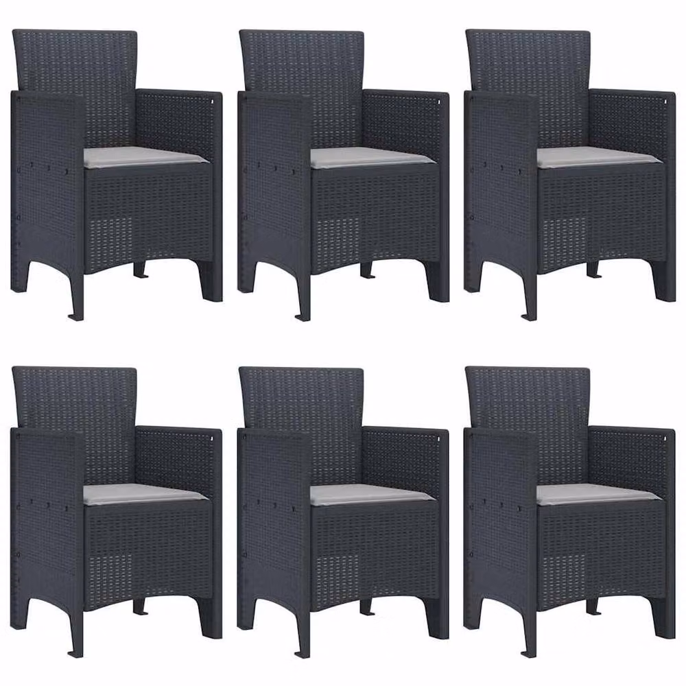 Berkfield Home Modern 7 Piece Anthracite Poly Rattan Garden Dining Set with Cushions – 3
