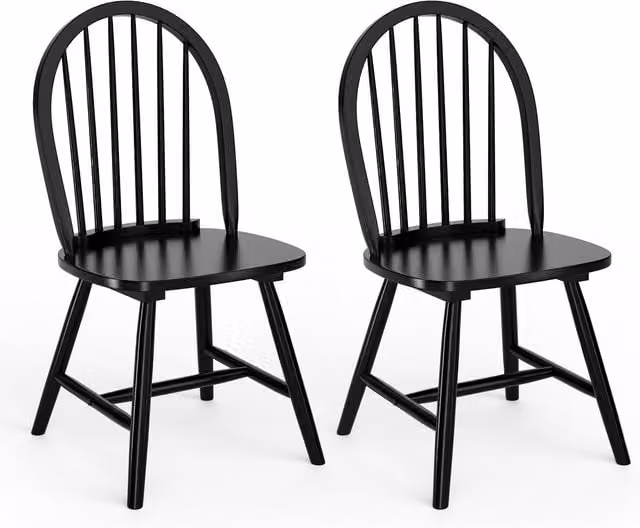 Costway Set of 2 Classic Black Wooden Dining Chairs