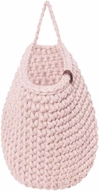 Zuri House Crochet Hanging Bag in Pale Pink, XXS