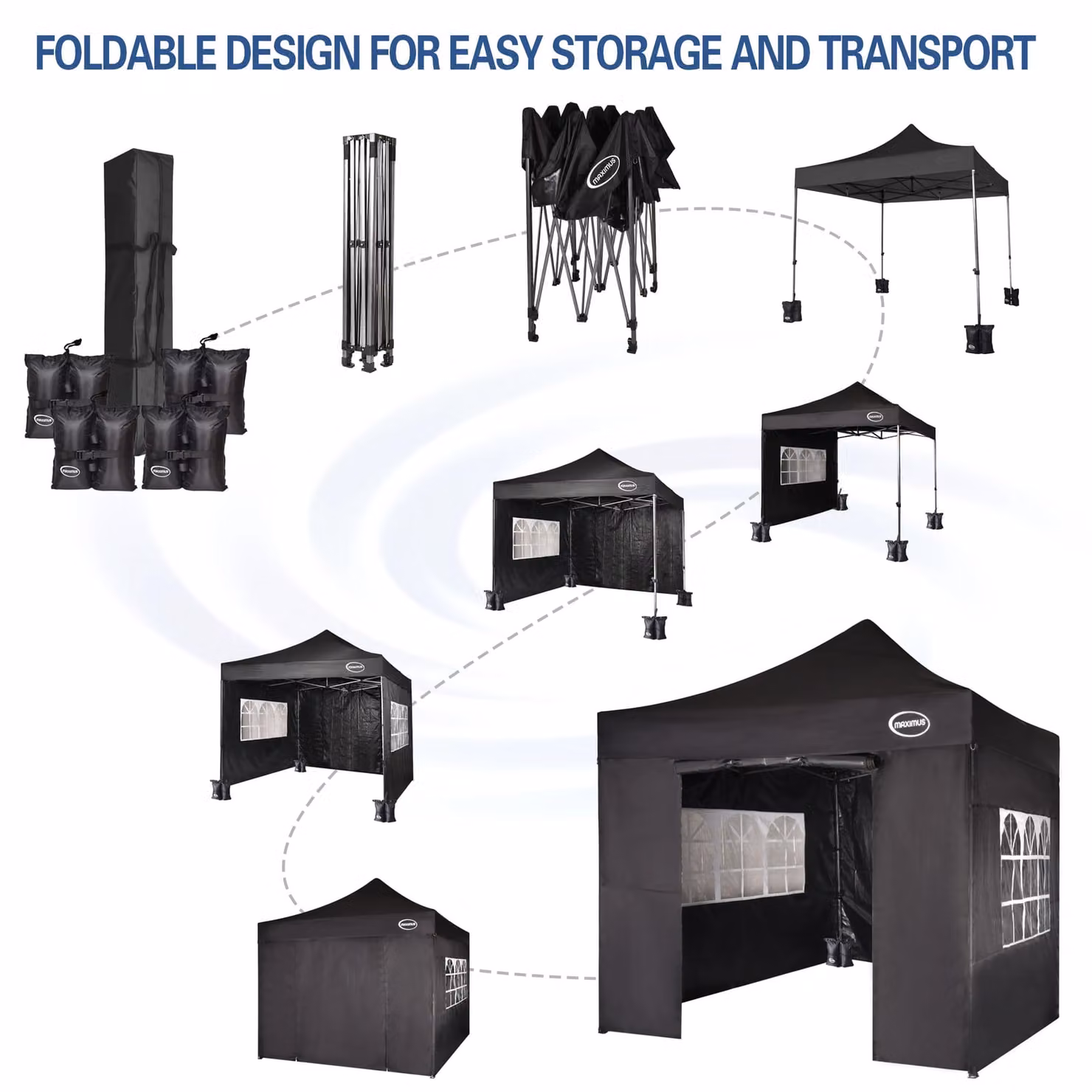 MCC Direct Maximus Heavy Duty Pop Up Gazebo with Removable Sides, Black – 5