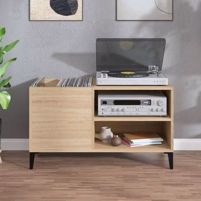 Berkfield Home Record Cabinet in Sonoma Oak, W/D/H: 84.5 x 38 x 48 cm – 1