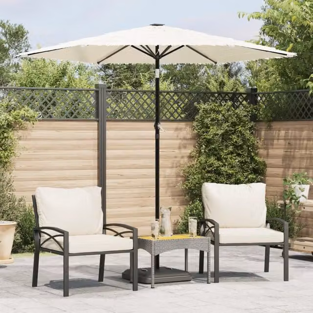 Berkfield Home Garden Parasol with Steel Pole, White, W/D/H: 223 x 223 x 213 cm – 1