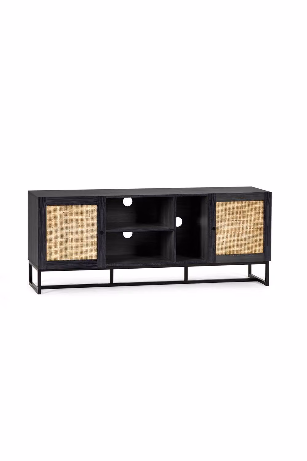 Julian Bowen Padstow Retro Black Rattan and Metal TV Unit – 4