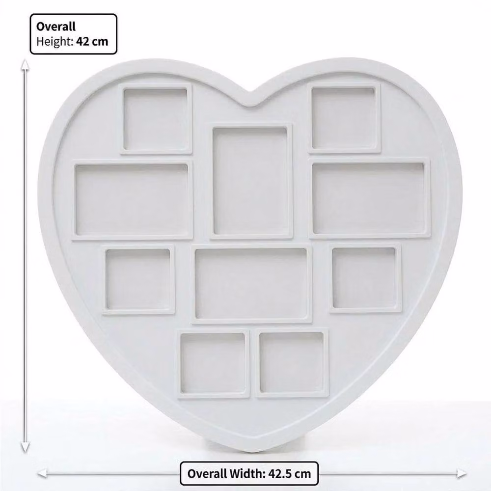 FLAVORA 10-Piece Heart Shaped Hanging Wall Multi White Picture Frames – 2