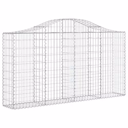 vidaXL Arched Gabion Baskets, 20 Pieces, Silver Galvanised Steel, W: 200 cm, D: 30 cm, H: 100/120 cm