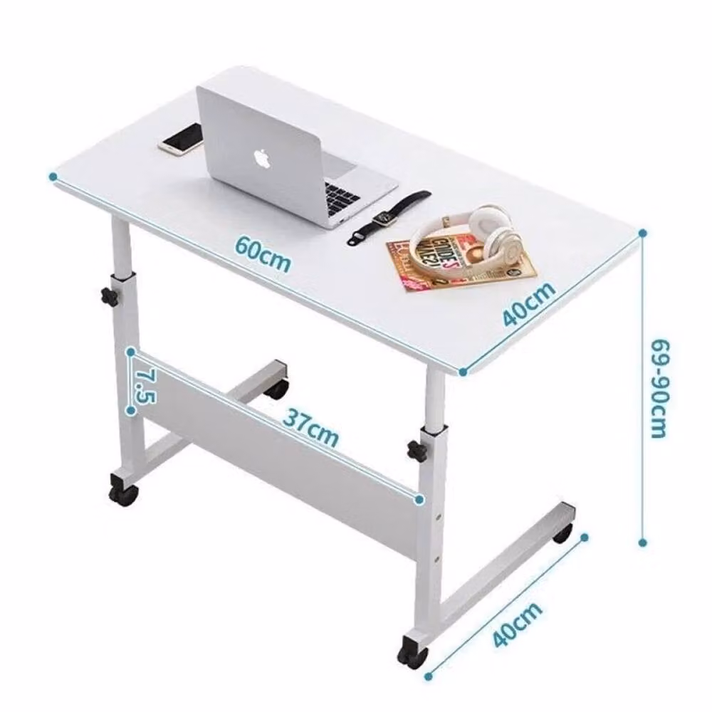 FORGEVIO Height Adjustable Mobile Over Bed Table in White – 2