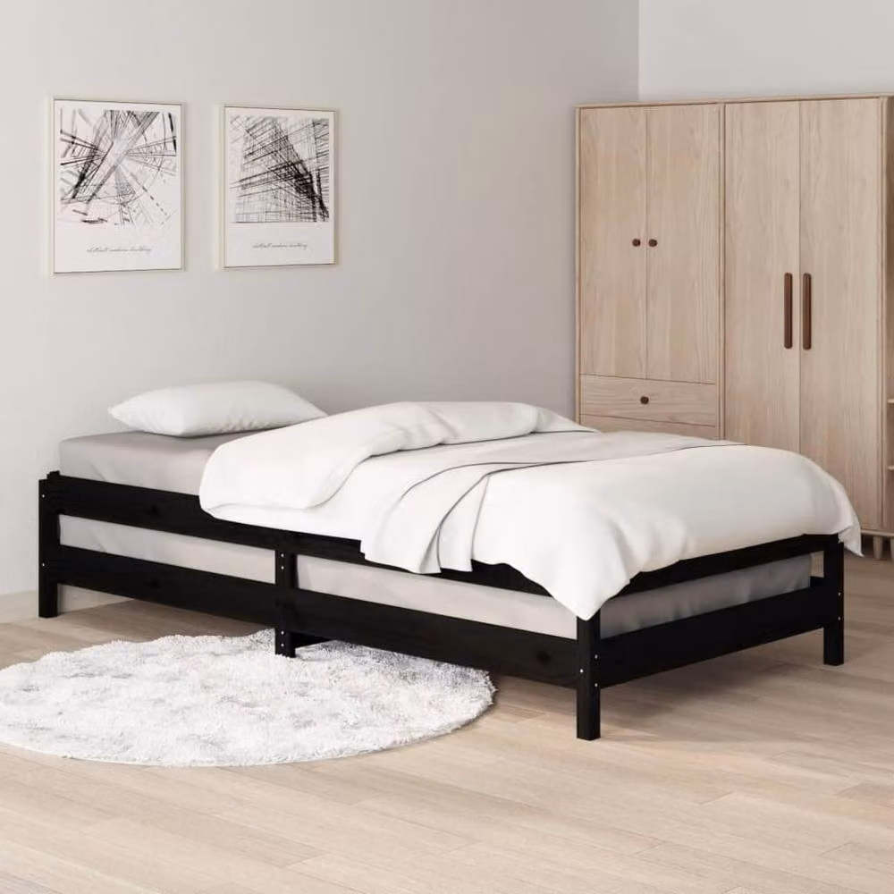 Berkfield Home Stack Bed in Black Solid Pine Wood, W/D/H: 90 x 200 x 96.5 cm – 3