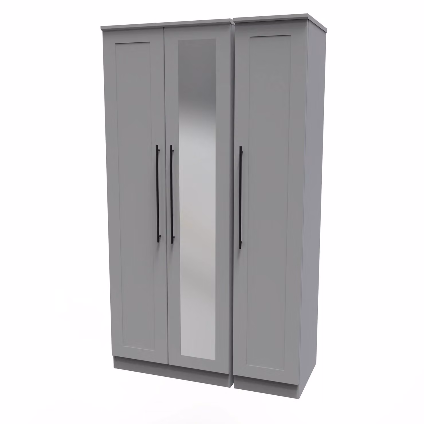 2 U Howard Tall Triple Mirror Wardrobe in Dark Grey, Ready Assembled – 2