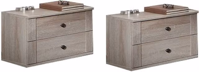 Pair of Chalet 2 Drawer Bedside Cabinets in Oak Wood
