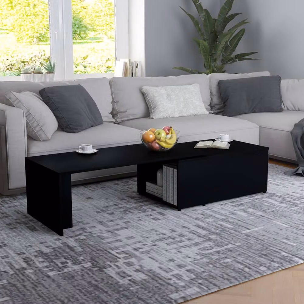 Berkfield Home Modern Black Rectangular Coffee Table with Lift Mechanism, W/D/H: 150 x 50 x 35 cm – 2