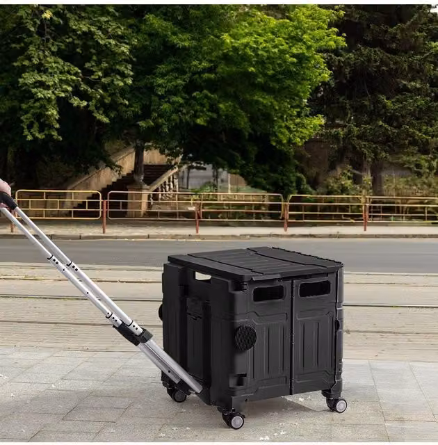 H&O Direct Multifunctional Collapsible Storage Trolley Case in Black