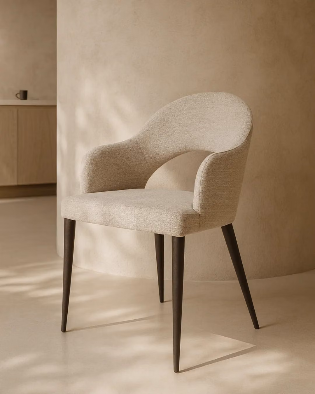 Tommy Franks Modern Upholstered Dining Chair in Grey and Black Fabric with Metal Frame