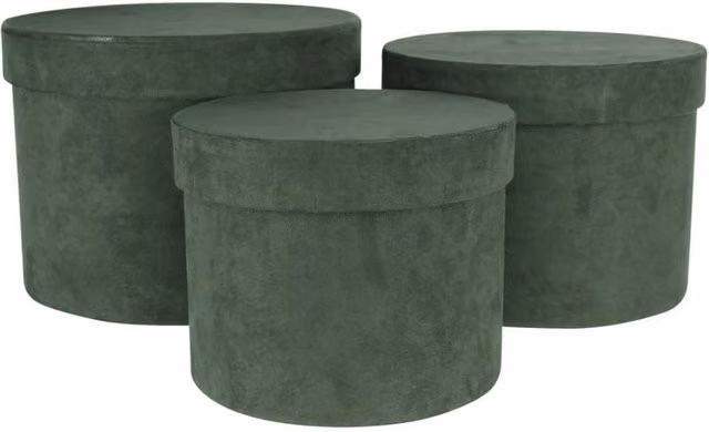 KDMD Green Suede Hat Boxes Set of 3 – 1