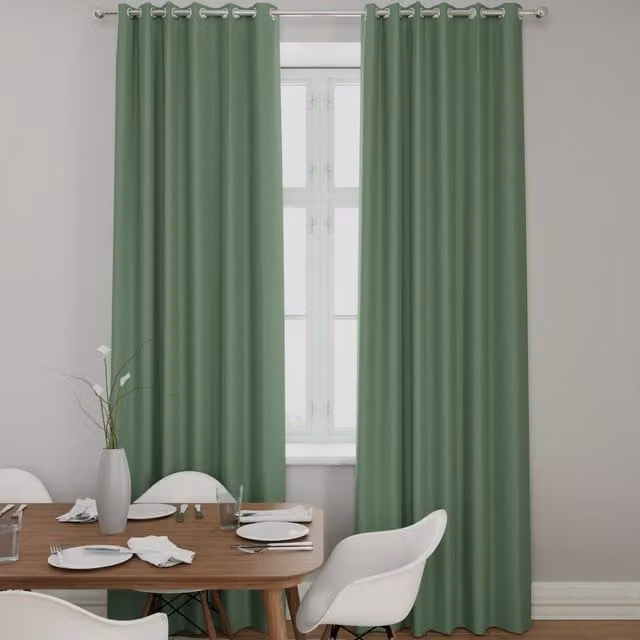 Terrys Clarence Made to Measure Opaque Velvet Eyelet Curtain Panel in Green