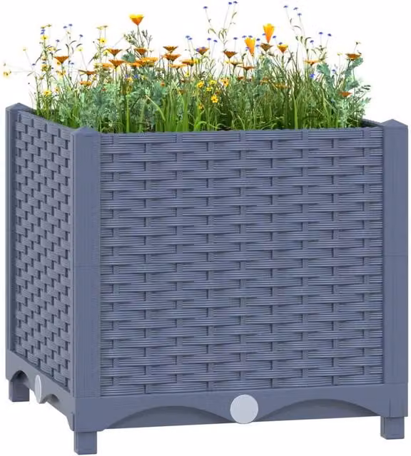 Berkfield Home Grey Polypropylene Raised Bed, W/D/H: 40 x 40 x 38 cm
