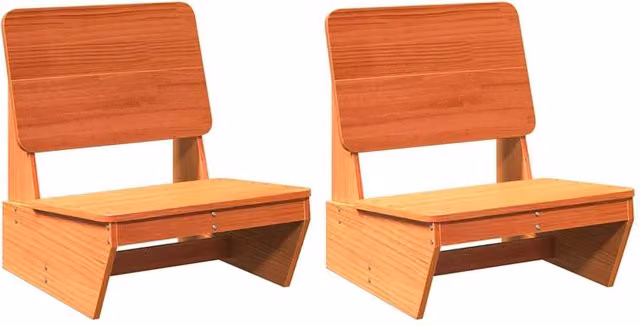 Berkfield Home Set of 2 Rustic Waxed Brown Solid Pine Garden Chairs, W/D/H: 60 x 64 x 70.5 cm