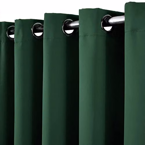 OHS Pair of Thermal Blackout Eyelet Curtains in Green, W/D/H: 167 x 228 cm – 3