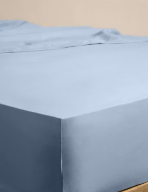 M&S Egyptian Cotton 230 Thread Count StayPut Fitted Sheet, Blue, W: 180 cm, D: 200 cm