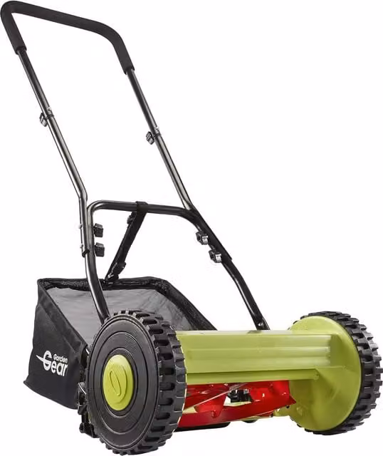 Garden Gear Manual Hand Push Grass Cutter with Rear Roller and Fixed Blade, Green