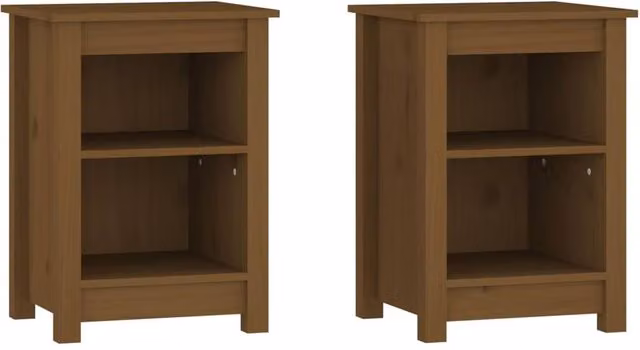 Berkfield Home Set of 2 Bedside Cabinets in Honey Brown Solid Pine, W/D/H: 40 x 35 x 55 cm – 1