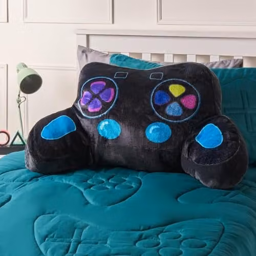 OHS Gaming Controller Cuddle Cushion for Kids in Black, Soft Teddy Fleece Reading Pillow, W/D/H: 82 x 54 x 34 cm – 1