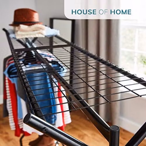 House of Home Heavy Duty Metal Clothes Rail with Storage Shelves in Black, W: 150 cm, D: 46.5 cm, H: 150 cm – 3