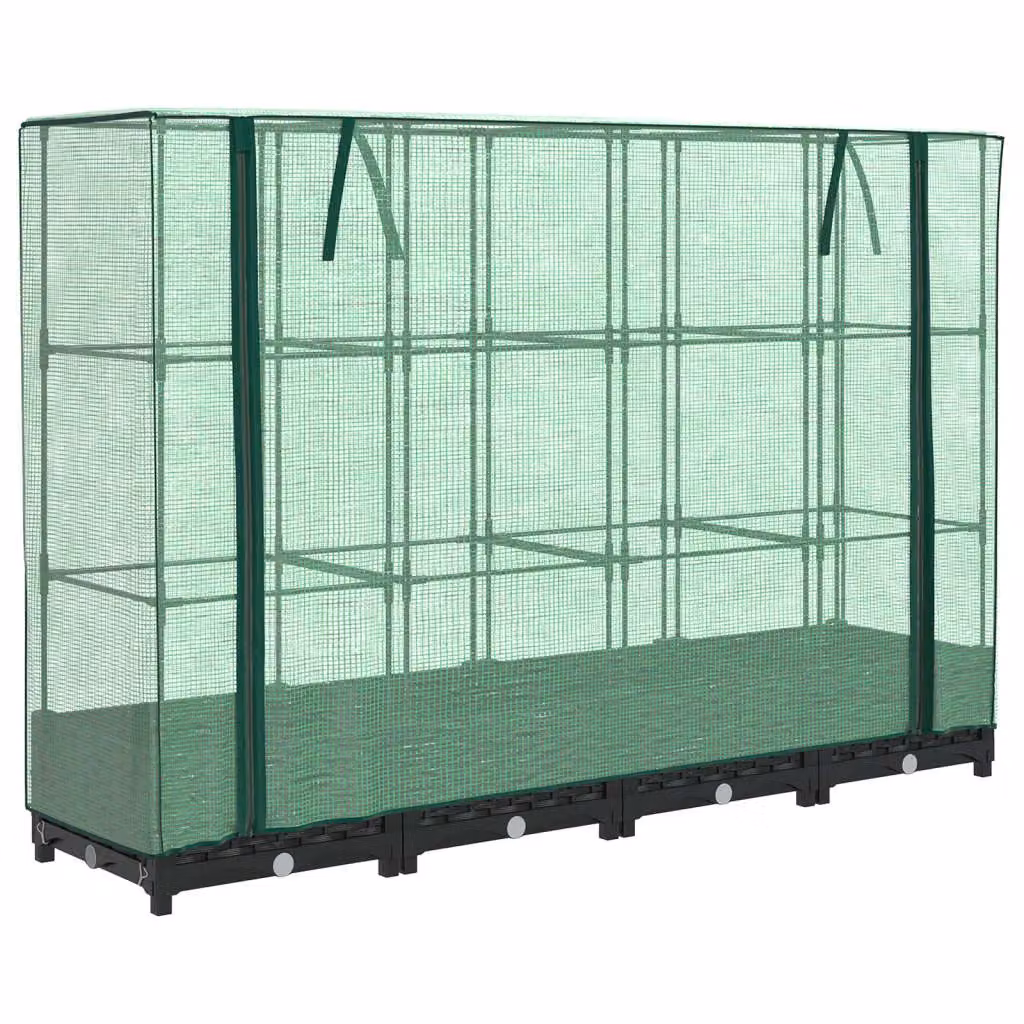 Berkfield Home Raised Bed with Greenhouse Cover in Black Rattan Look, W/D/H: 160 x 40 x 123 cm – 2