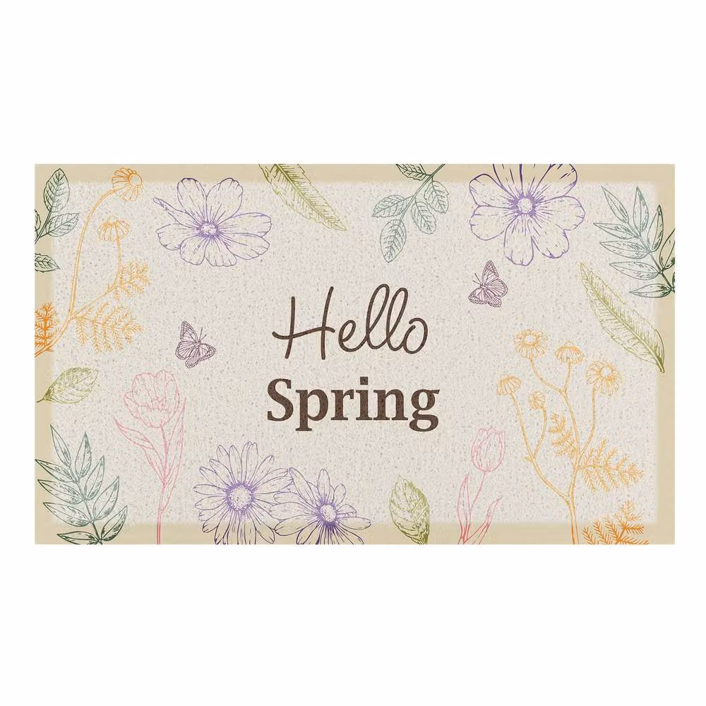Artsy Mats Hello Spring Floral Doormat in Beige, W/D/H: 70 x 40 x 1 cm – 2
