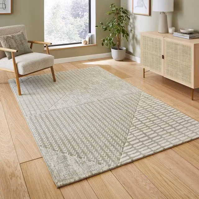Catherine Lansfield Larsson Modern Abstract Rectangular Rug in Green
