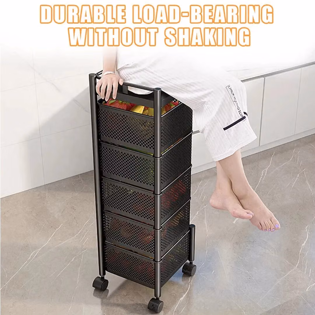 SPETLEK Black Rotating Kitchen Mobile Storage Trolley Cart – 5