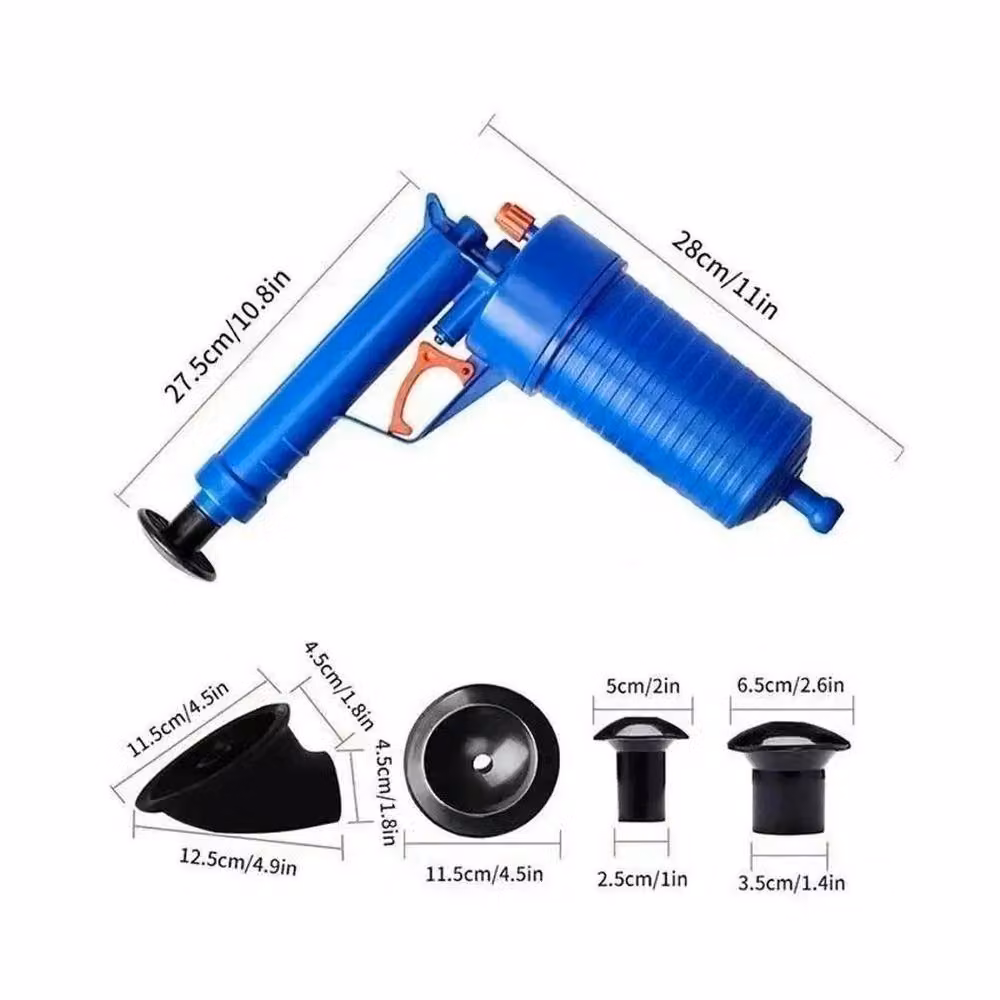 KORVIXA Air Pump Drain Blaster Toilet Plunger, Blue, H 100 cm x W 15 cm x D 15 cm – 2