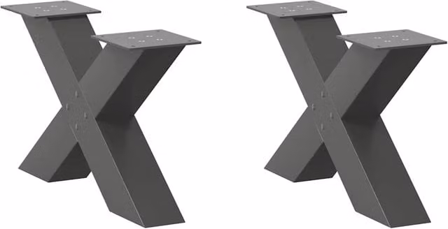 Berkfield Home X-Shaped Coffee Table Legs, 2 Piece Anthracite Steel Set, H 60 cm x W 31 cm – 1