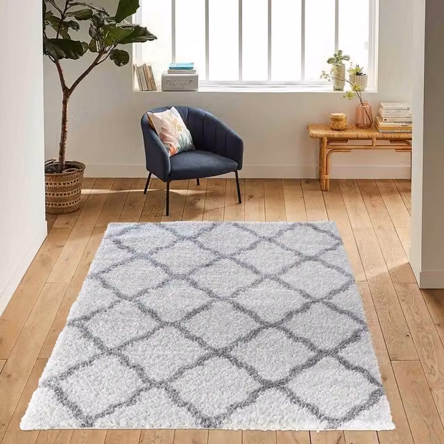 Desire Rugs Moroccan Berber Boho Shaggy Rug in Beige and White, W: 80 cm, L: 150 cm