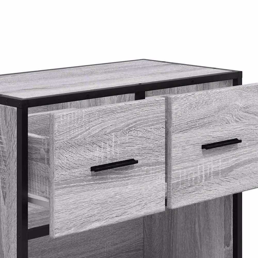 Berkfield Home Grey Sonoma Bedside Cabinet in Engineered Wood and Metal, W/D/H: 60 x 31 x 60 cm – 5