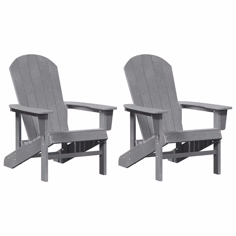 Berkfield Home Modern Adirondack Chairs, 2 Piece Set, Light Grey, W: 74 cm, D: 82 cm, H: 90 cm – 3