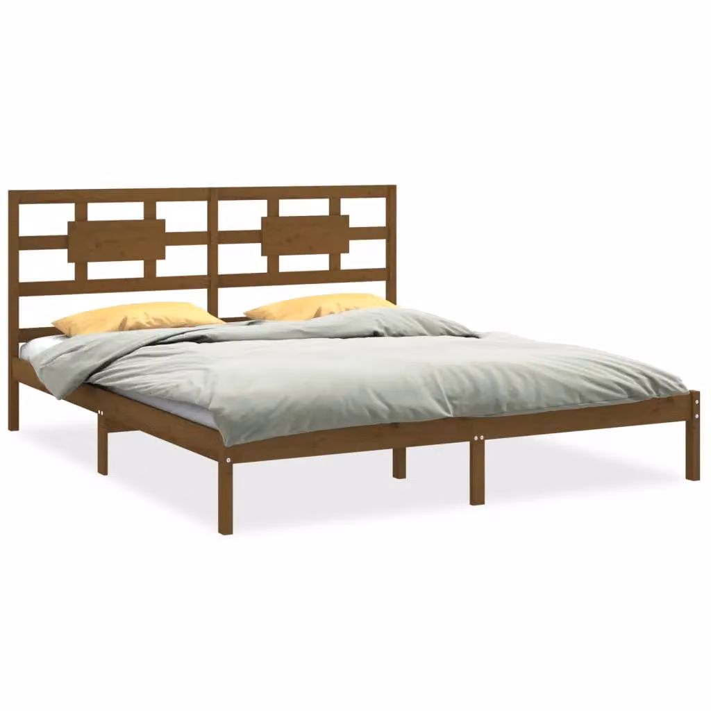 Berkfield Home Rustic Solid Pine Wood Bed Frame in Brown, 200 x 200 cm – 2