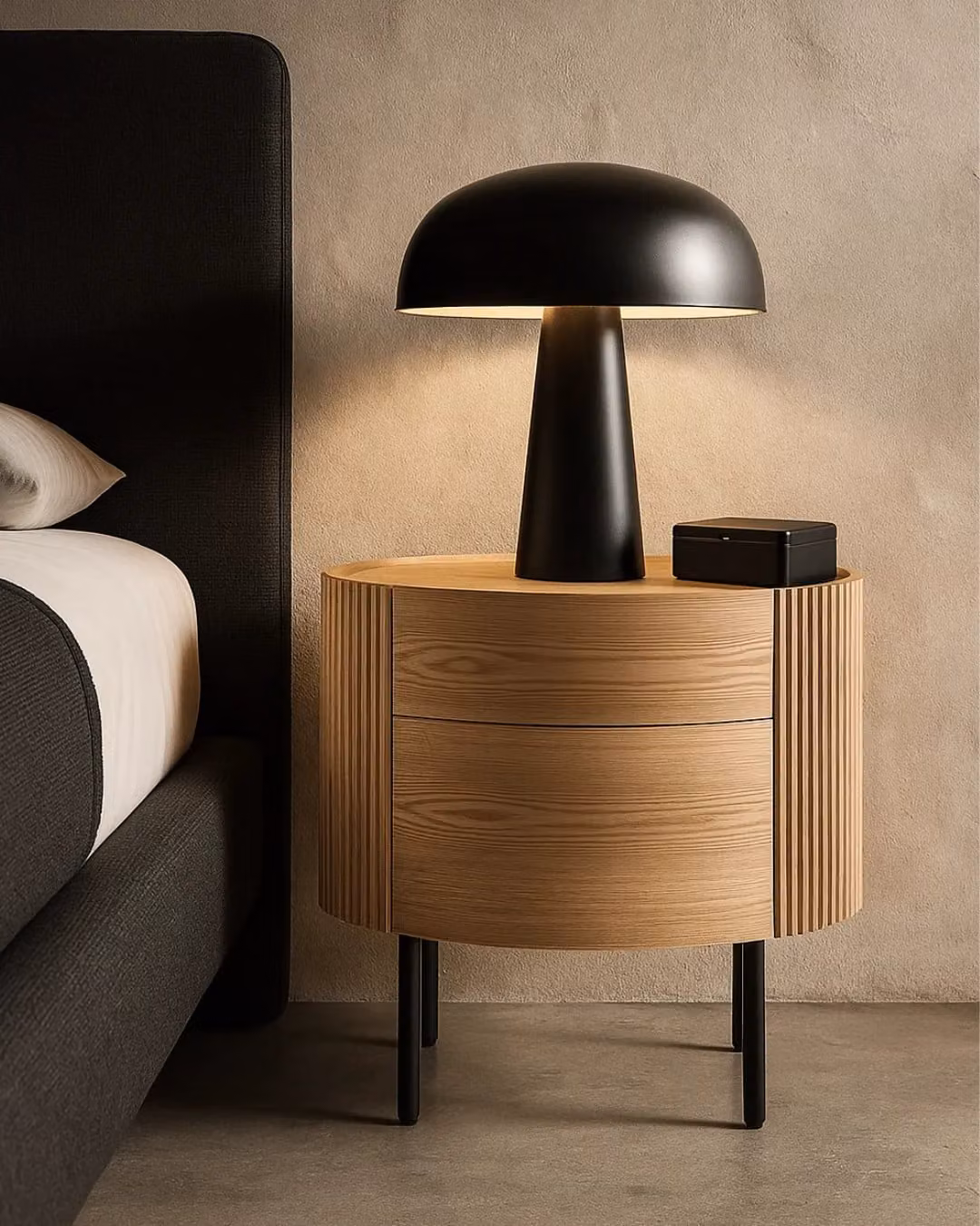 Tommy Franks Modern Ash Oak Wood Bedside Table