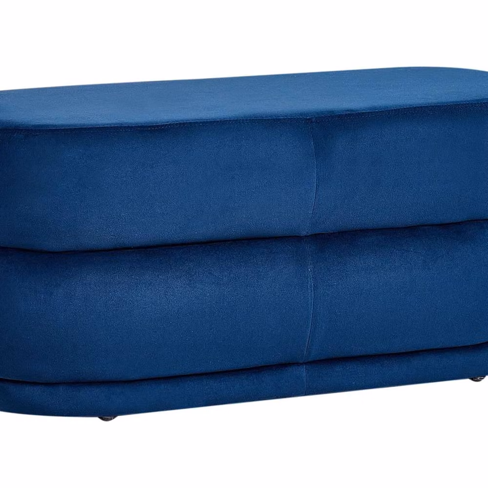 Wyld and Coco Lux Velvet Navy Blue Upholstered Bed Bench – 2