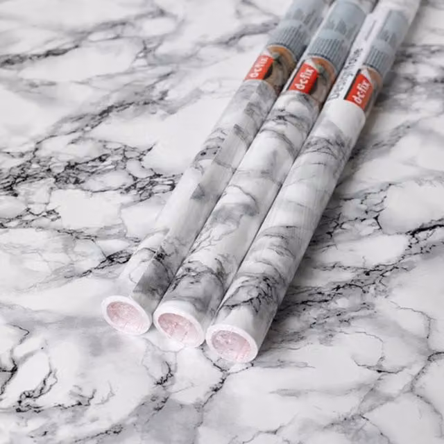 dc fix Marble White Self Adhesive Vinyl Wrap for Worktops and Furniture, Pack of 3, W: 67.5 cm, L: 2 m