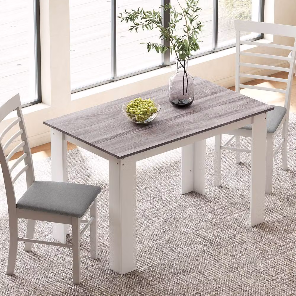 HOMCOM Modern Rectangular Dining Table in Grey, W/D/H: 120 x 70 x 75 cm – 2