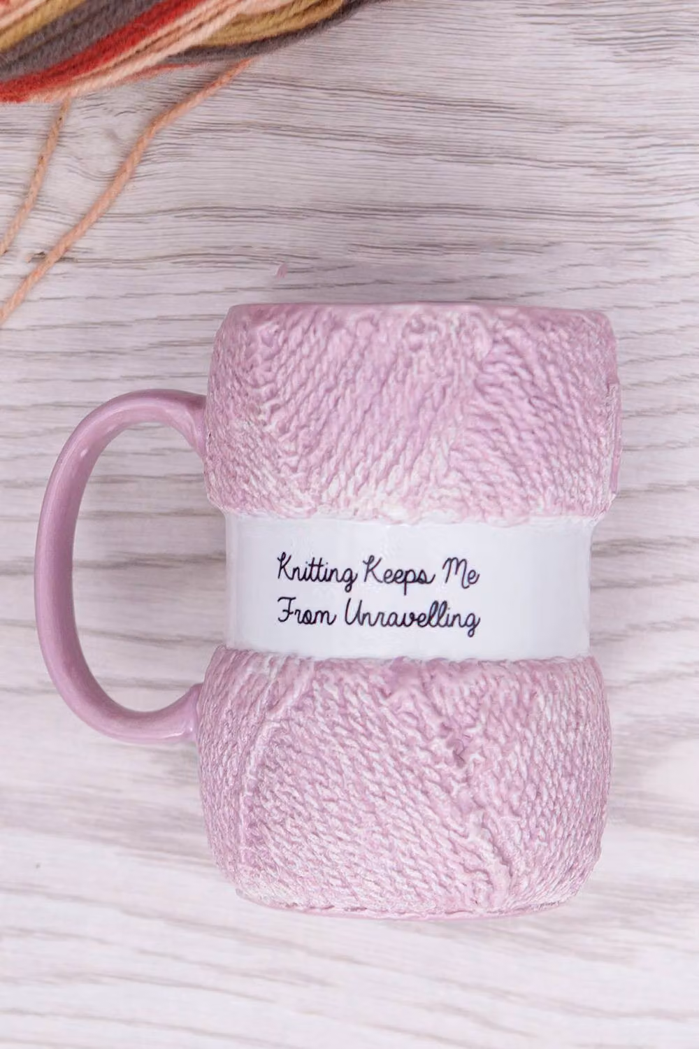 Boxer Gifts Pink and Multicolour Ceramic Knitting Keeps Me From Unravelling Mug – 2